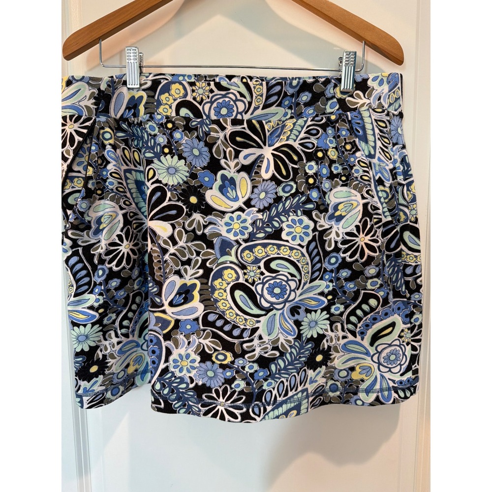T by Talbots Blue Floral Paisley Skort Size Large Activewear Golf Tennis Pocket